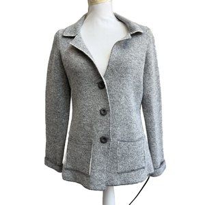 Cocogio Button Gray Textured Sweater Cardigan‎ Coatigan Wool Blend Large Italy L